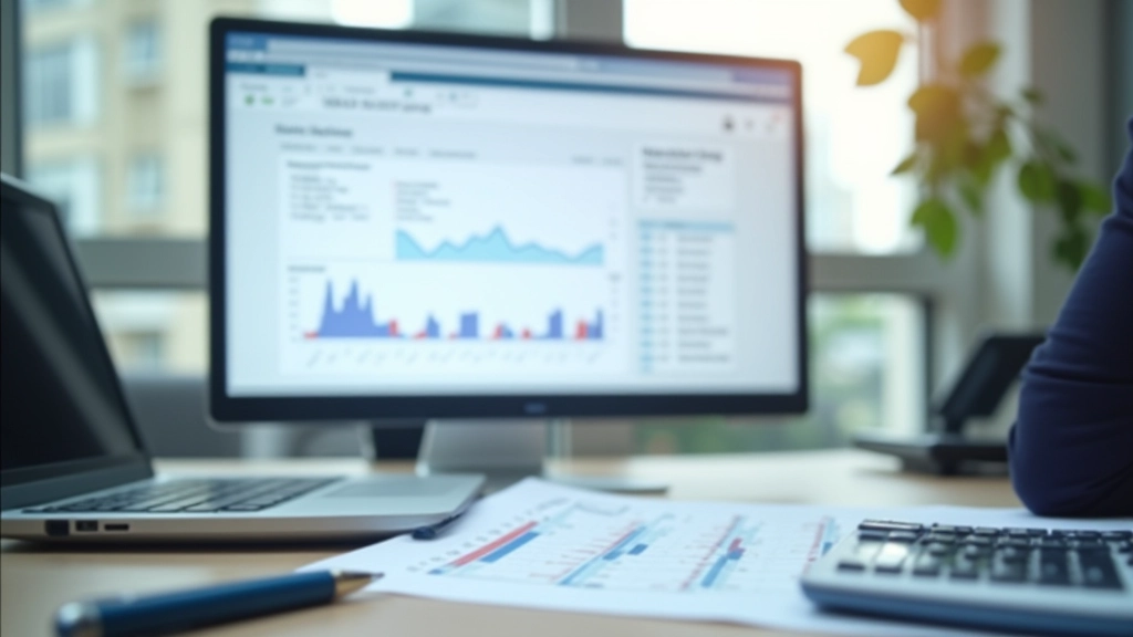 Close-up of investment portfolio spreadsheet on desktop with calculator and pen